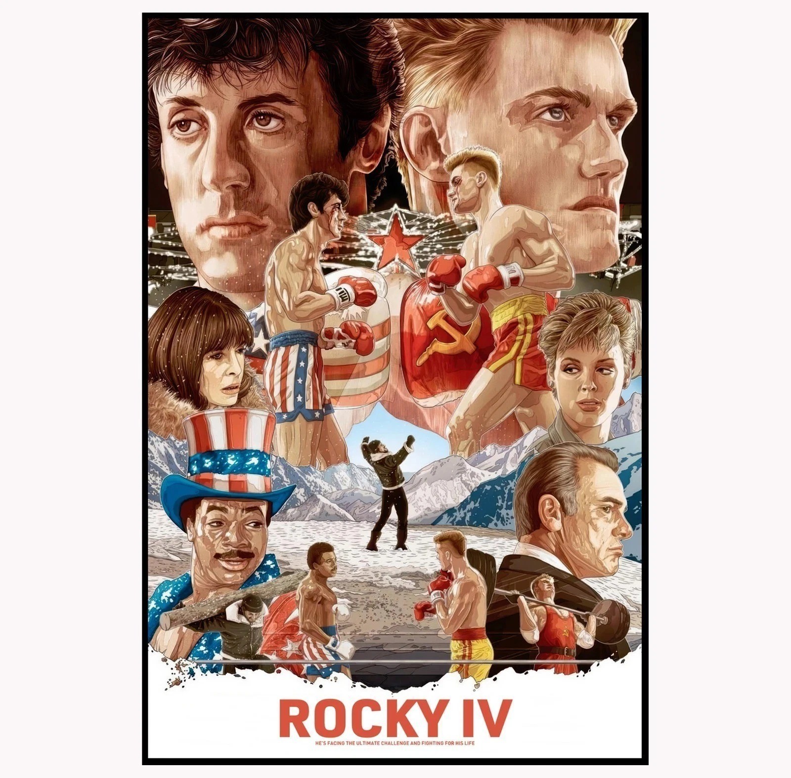 Rocky IV Boxing Movie Classic Art Poster 1985