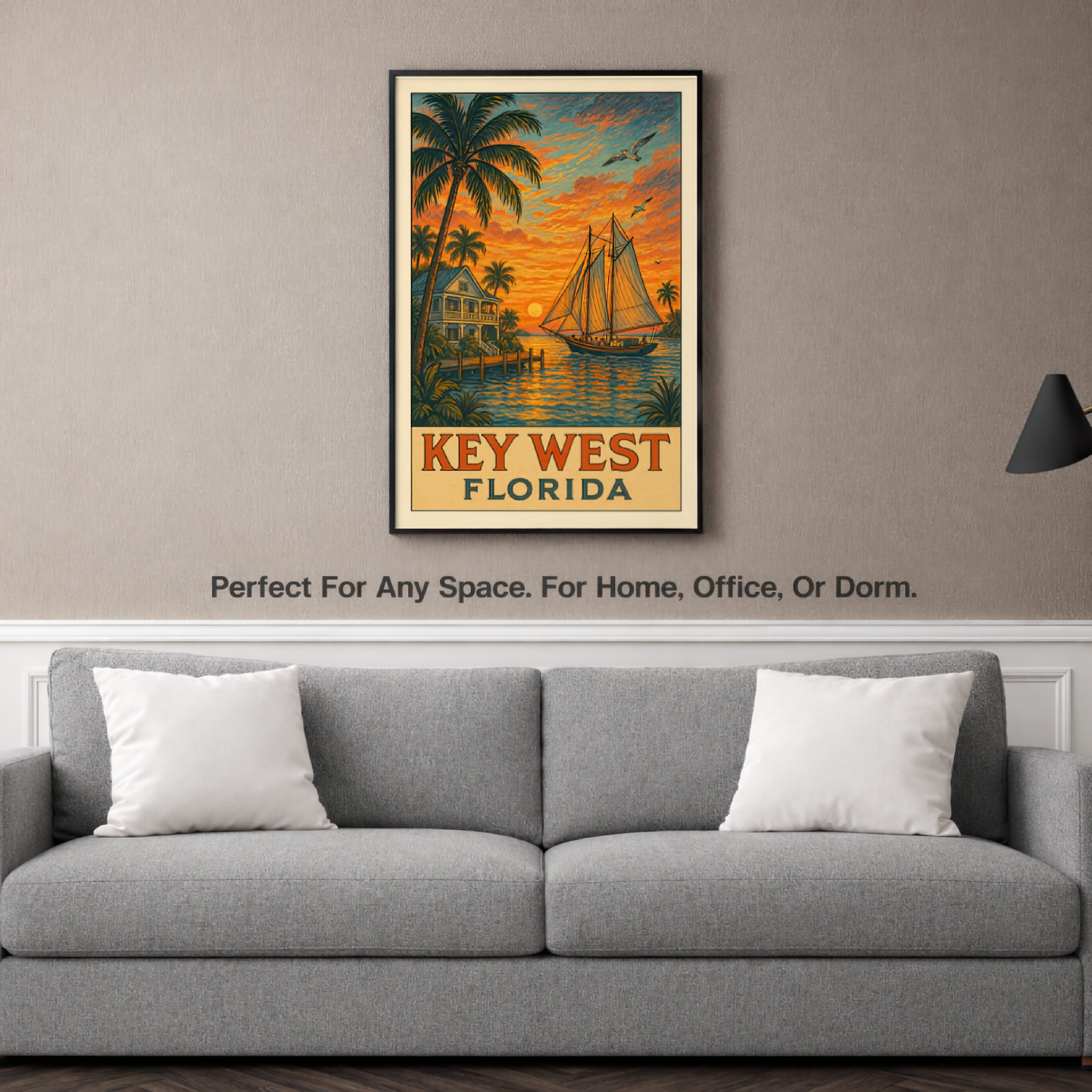 Key West Florida Travel Poster Print | Vintage Coastal Illustration Wall Art