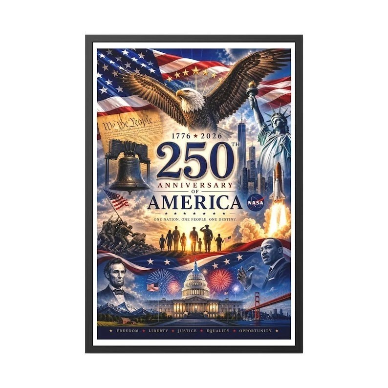 America 250th Anniversary Patriotic Wall Art Poster