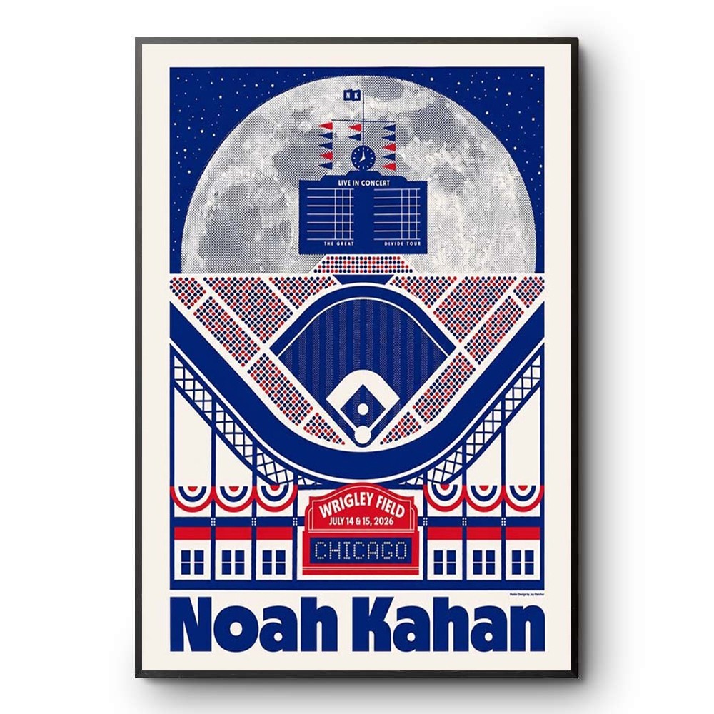 Noah Kahan Wrigley Field Chicago 2026 Concert Poster Art