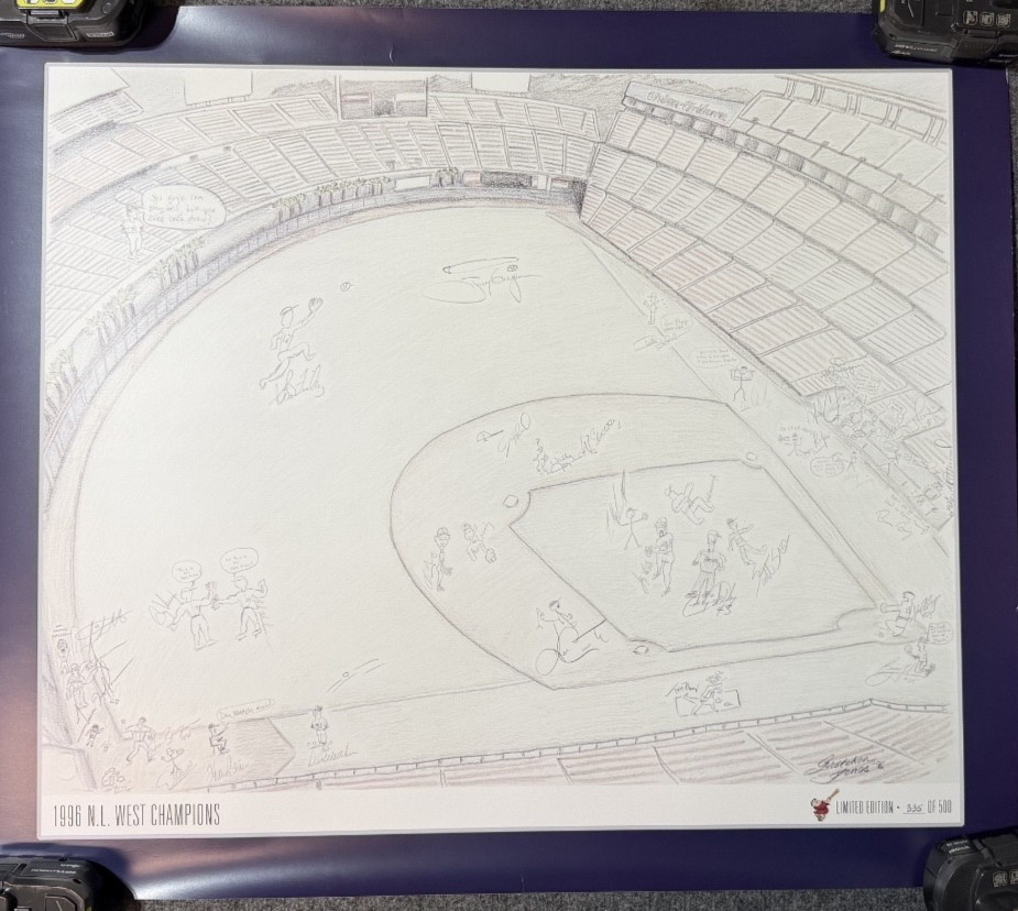 1996 SAN DIEGO PADRES NL CHAMPS, LIMITED PRINT, 31.5×27″ #335/500, 071226