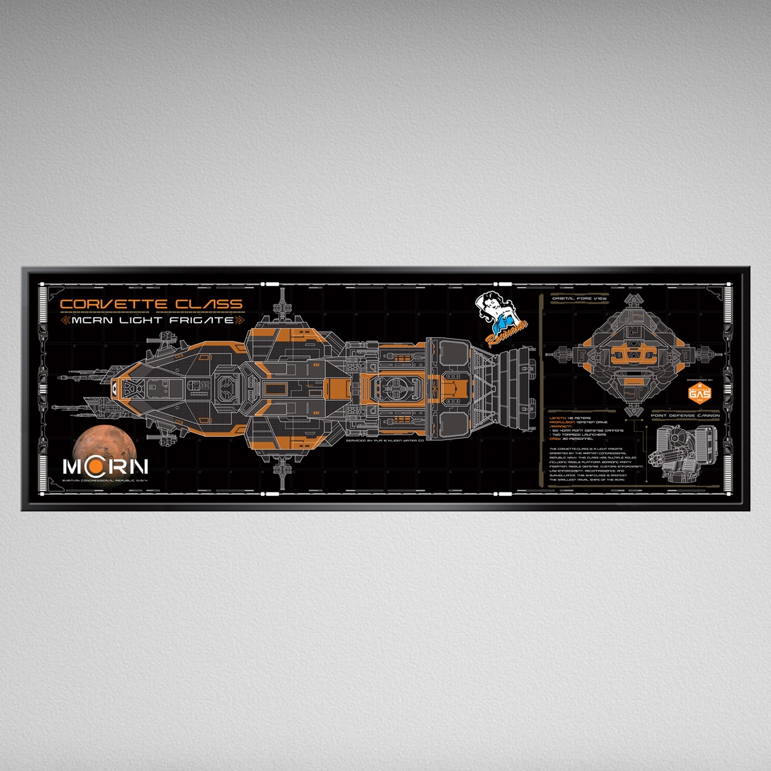 Rocinante – Corvette Class MCRN Light Frigate – 36 x 11.75 inch Print