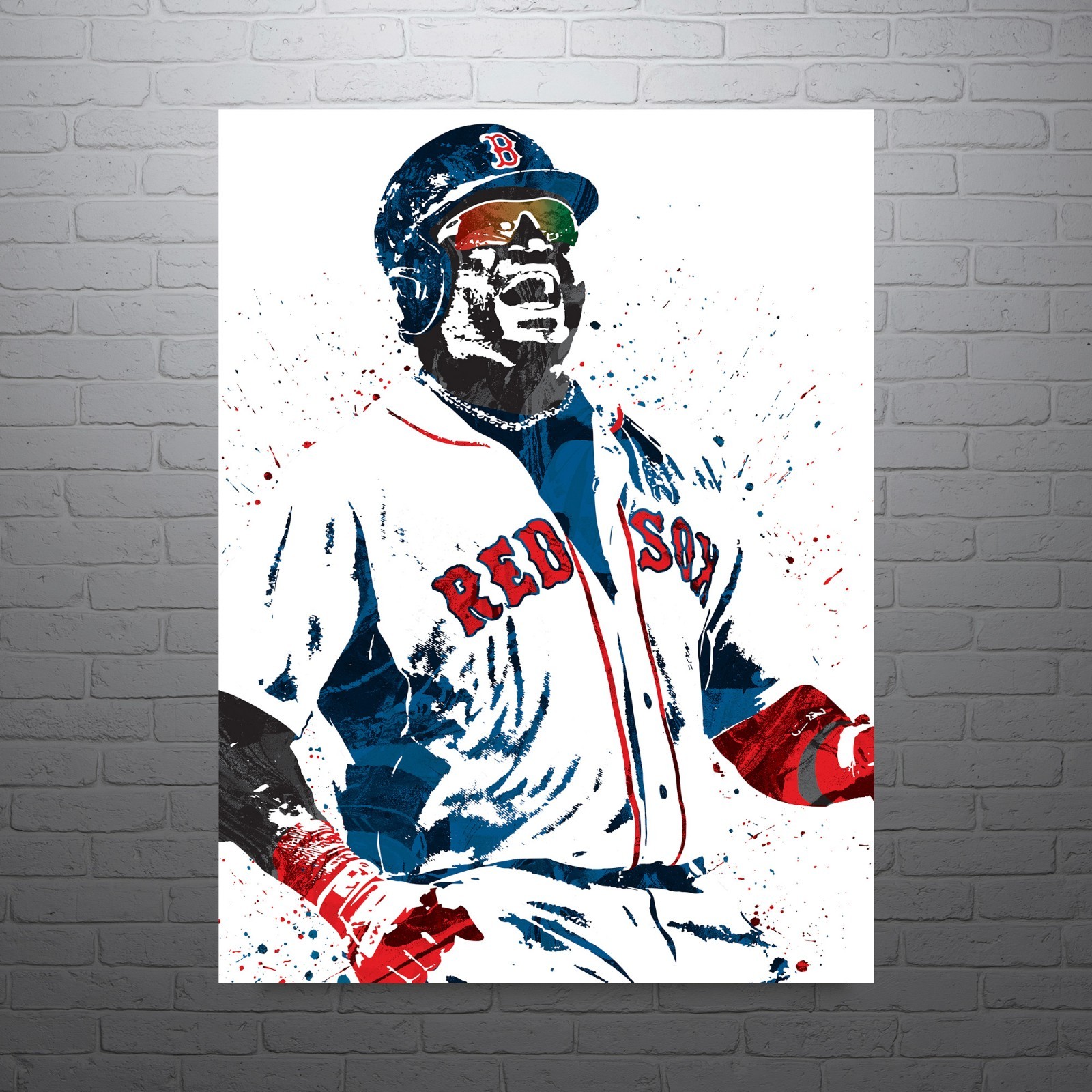 David Ortiz Boston Red Sox Wall Art Baseball Poster Man Cave Decor Gift