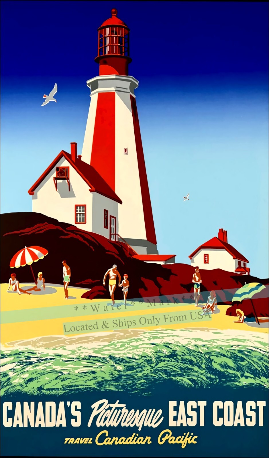Canada’s East Coast 1950 Canadian Pacific Vintage Poster Print Retro Style Art