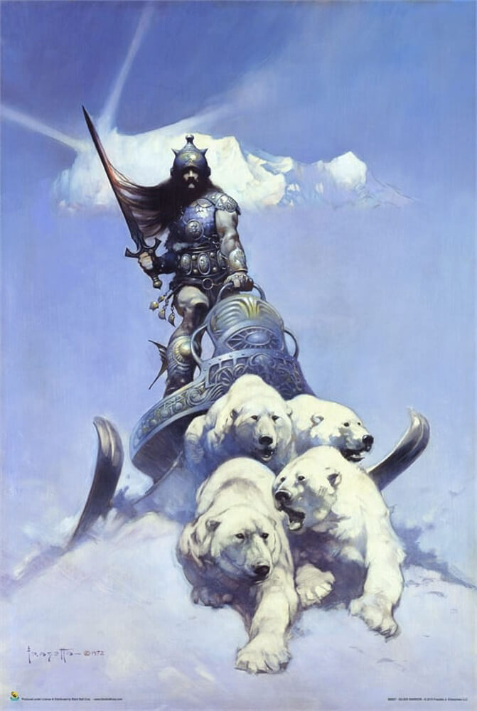 Silver Warrior by Frank Frazetta Art Print Laminated Poster – 24.5″ x 36.5″