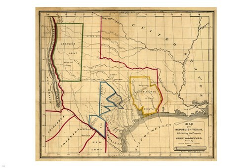 WOODWARD texas VINTAGE poster 1842 20×30 historic EDUCATIONAL top notch
