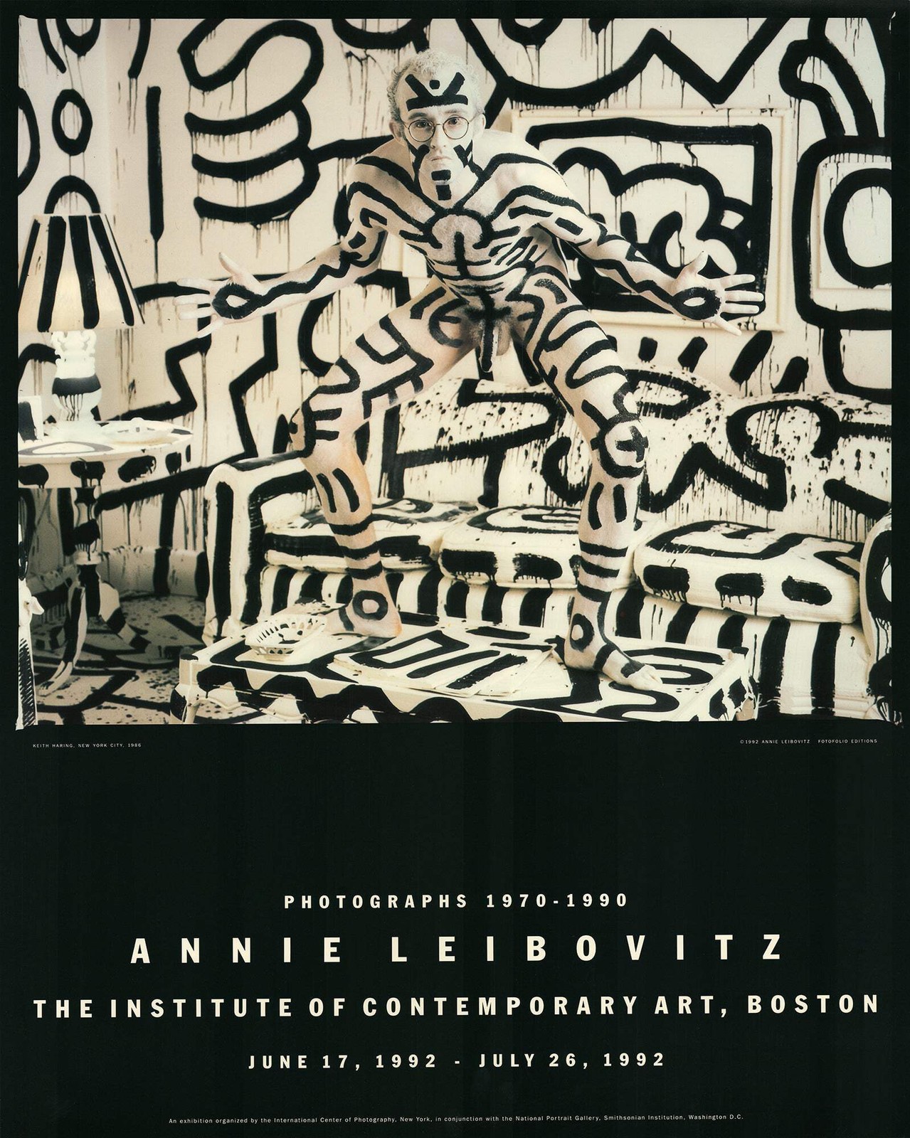 ANNIE LEIBOVITZ Keith Haring Painted Nude 30″ x 24″ Offset Lithograph 1992 Photo