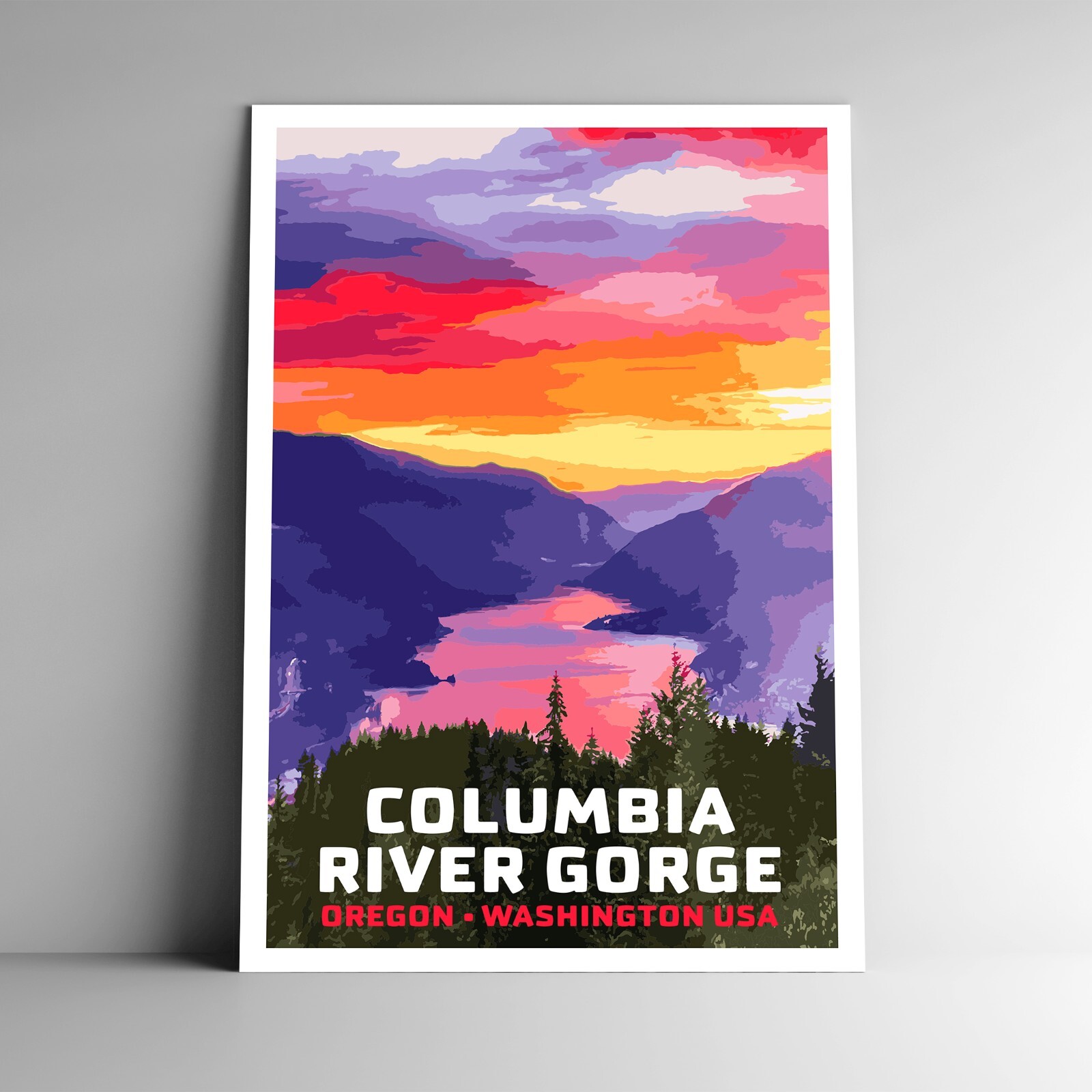 Columbia River Gorge Travel Poster / Postcard Washington / Oregon Multiple Sizes
