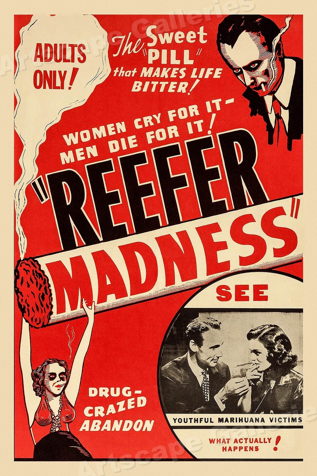 1950’s “Reefer Madness” Vintage Style Classic Marihuana Poster – 16×24