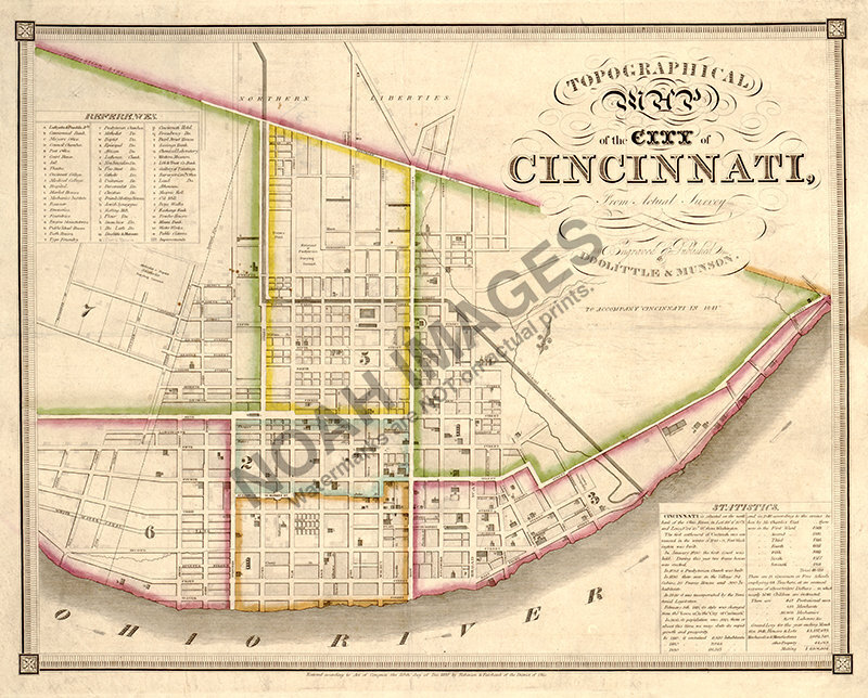 Map of the city of Cincinnati Ohio c1841 16×20