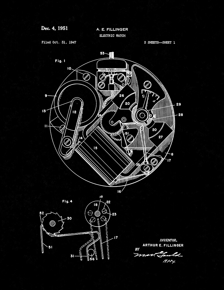 Electric Watch Patent Print Black