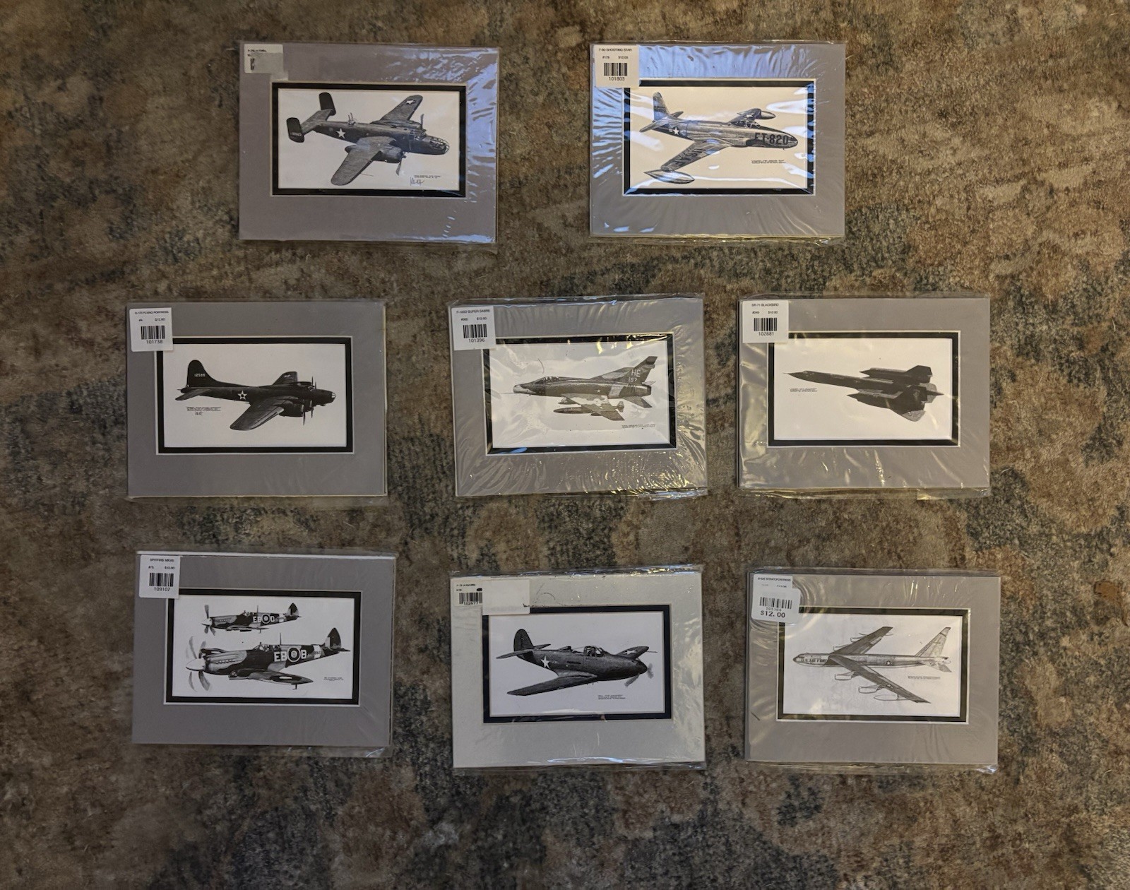 Joe Milich Aviation Prints illustrations Art military aircraft Matted Lot Of 8