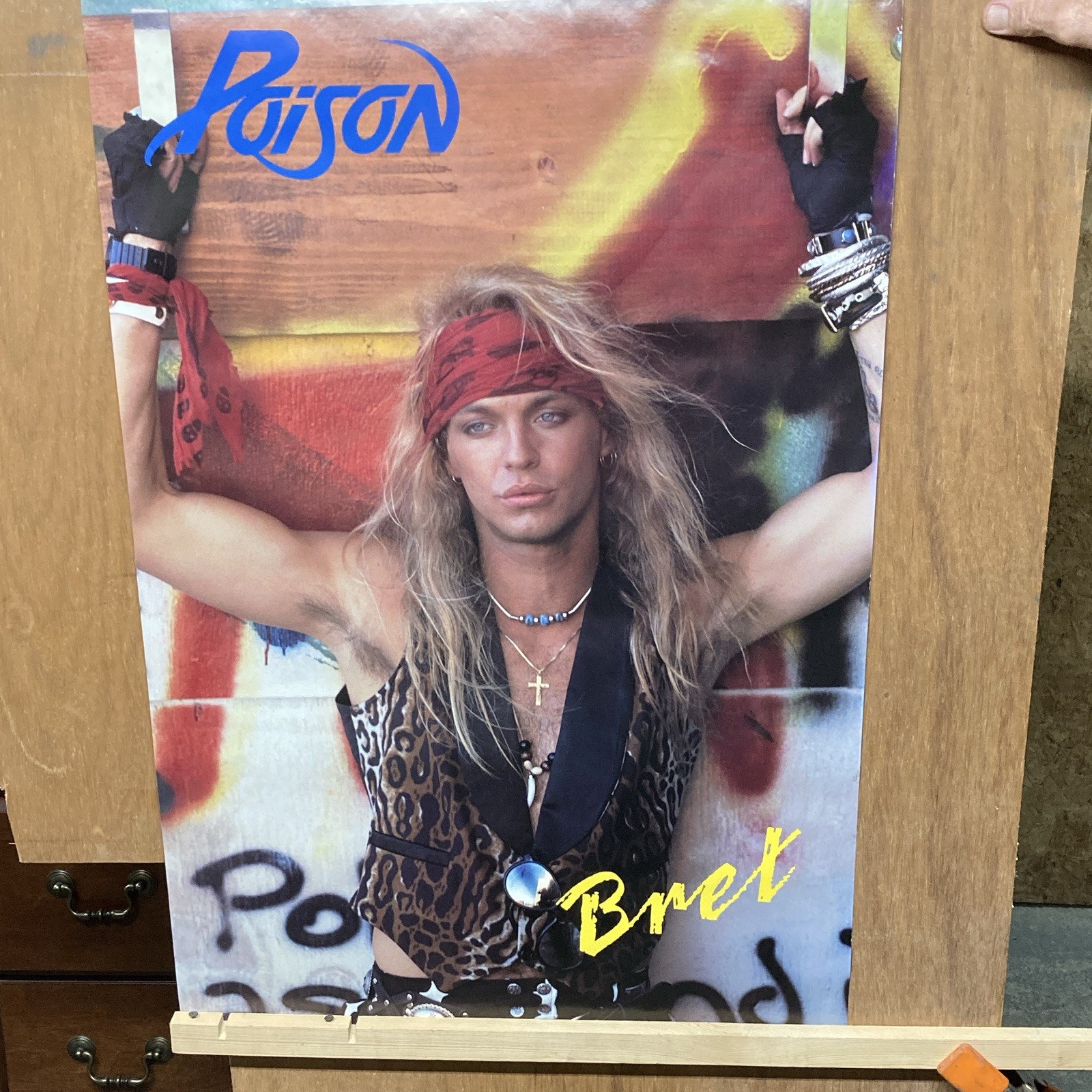 Poison Bret Musician Portrait Poster 1980s Large Paper Unframed 33×23 in
