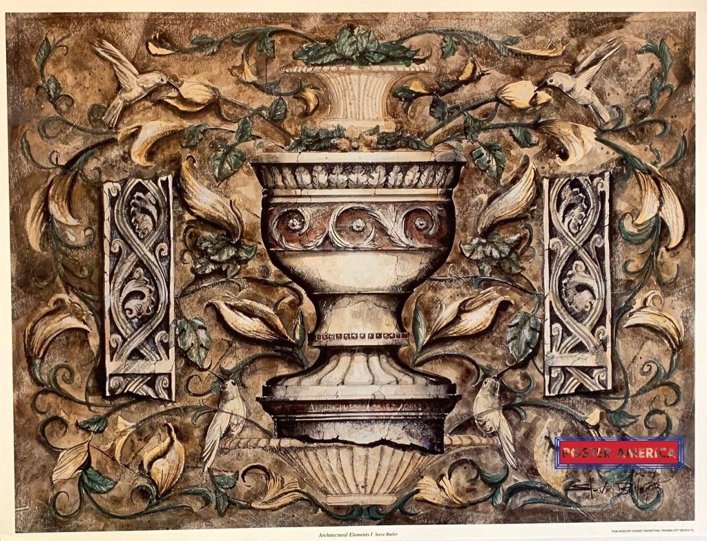 Steve Butler Architectural Elements I Rare Art Poster Print 19 x 25
