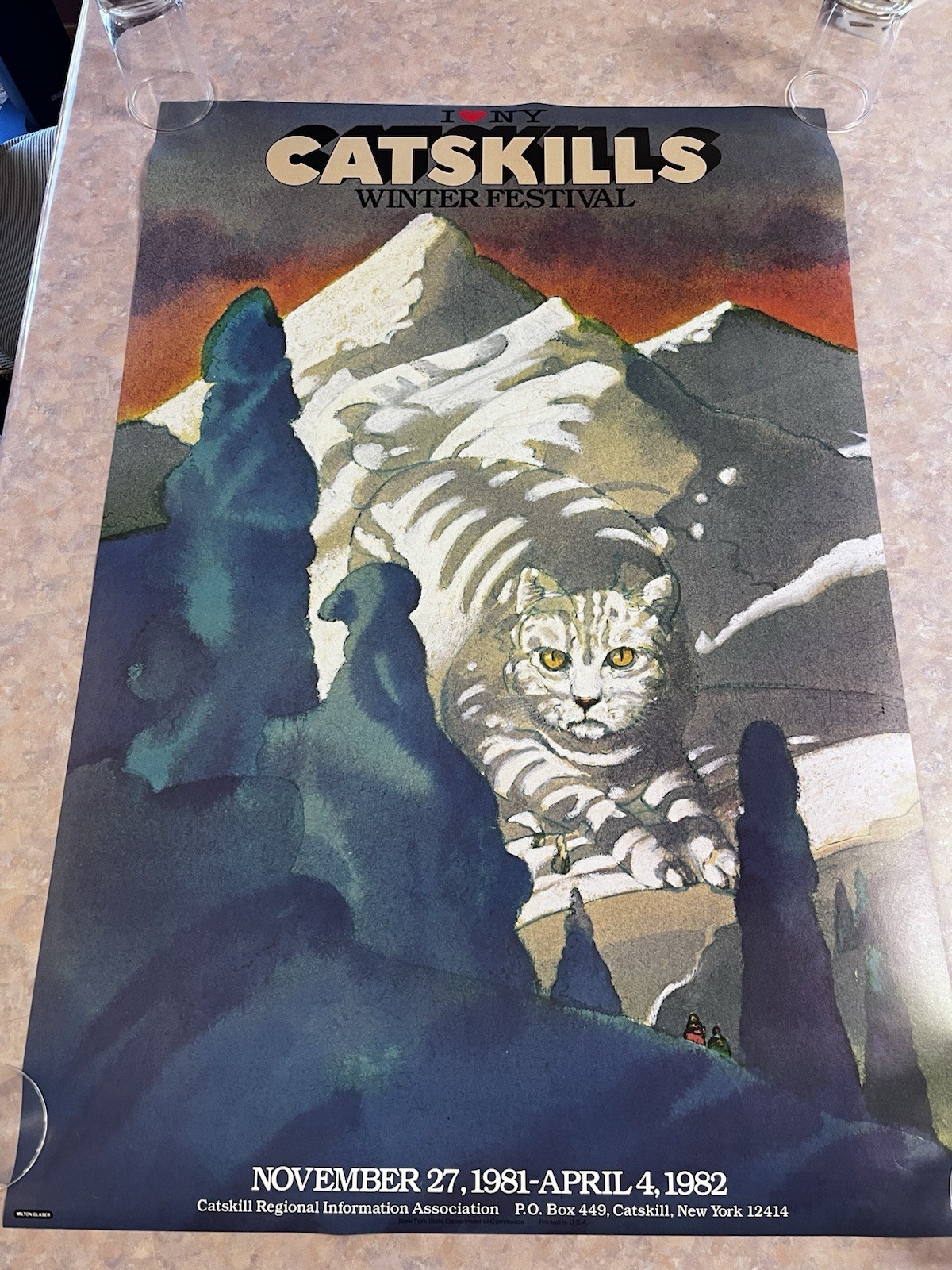 Milton Glaser 1982 Catskill Mountains I Love NY Winter Festival Poster