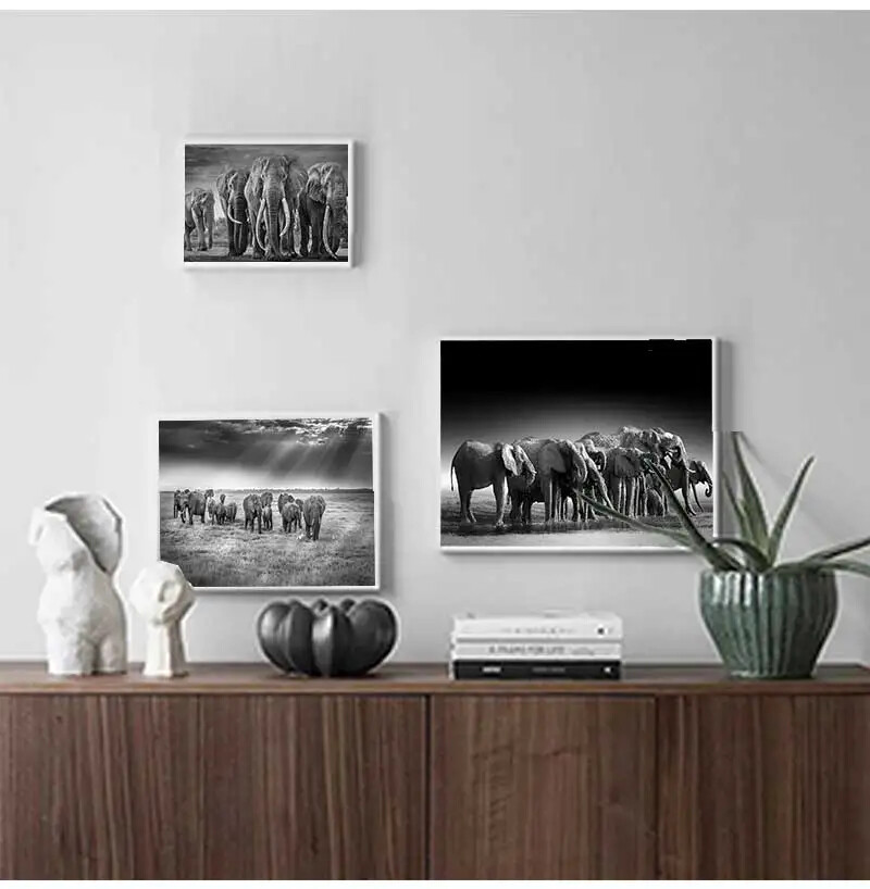 Modern Animals Posters and Prints Wall Art Canvas Painting African Elephant