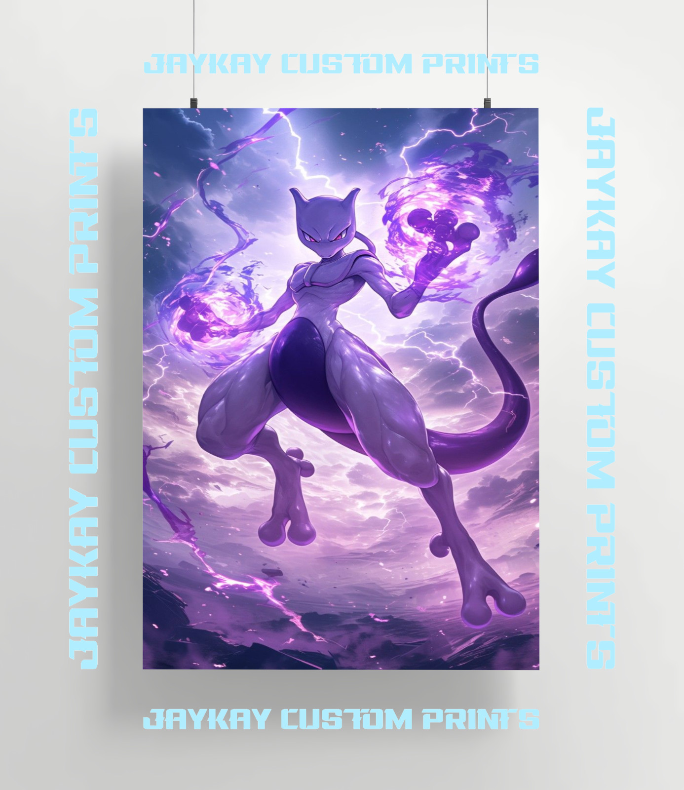Pokemon Mewtwo Anime Poster Print – No Frame