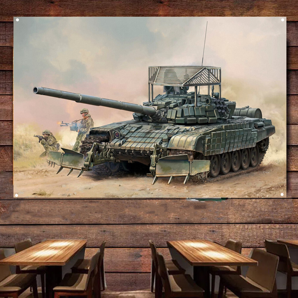 Soviet T-72B1 Main Battle Tank Wall Banner Military Art Poster Wall Decor Flag 3