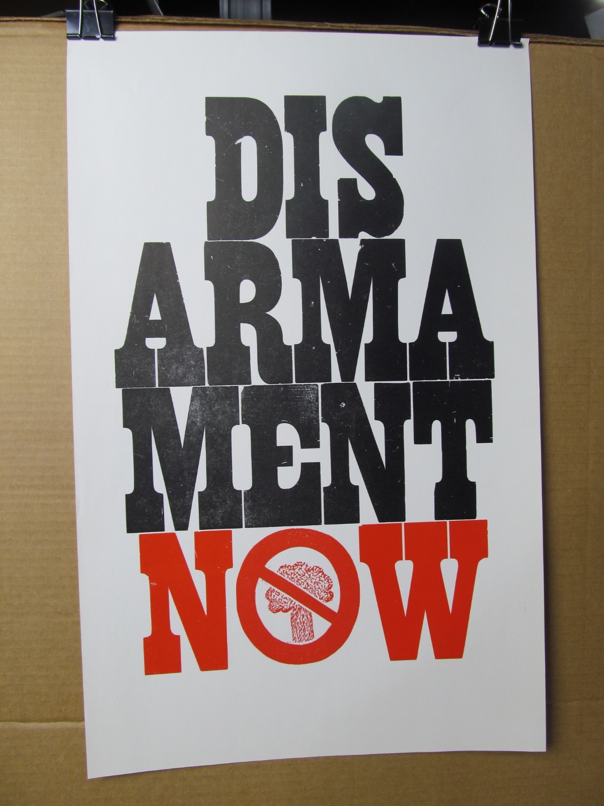 Disarmament Now Poster, Wood Type Letterpress Printed