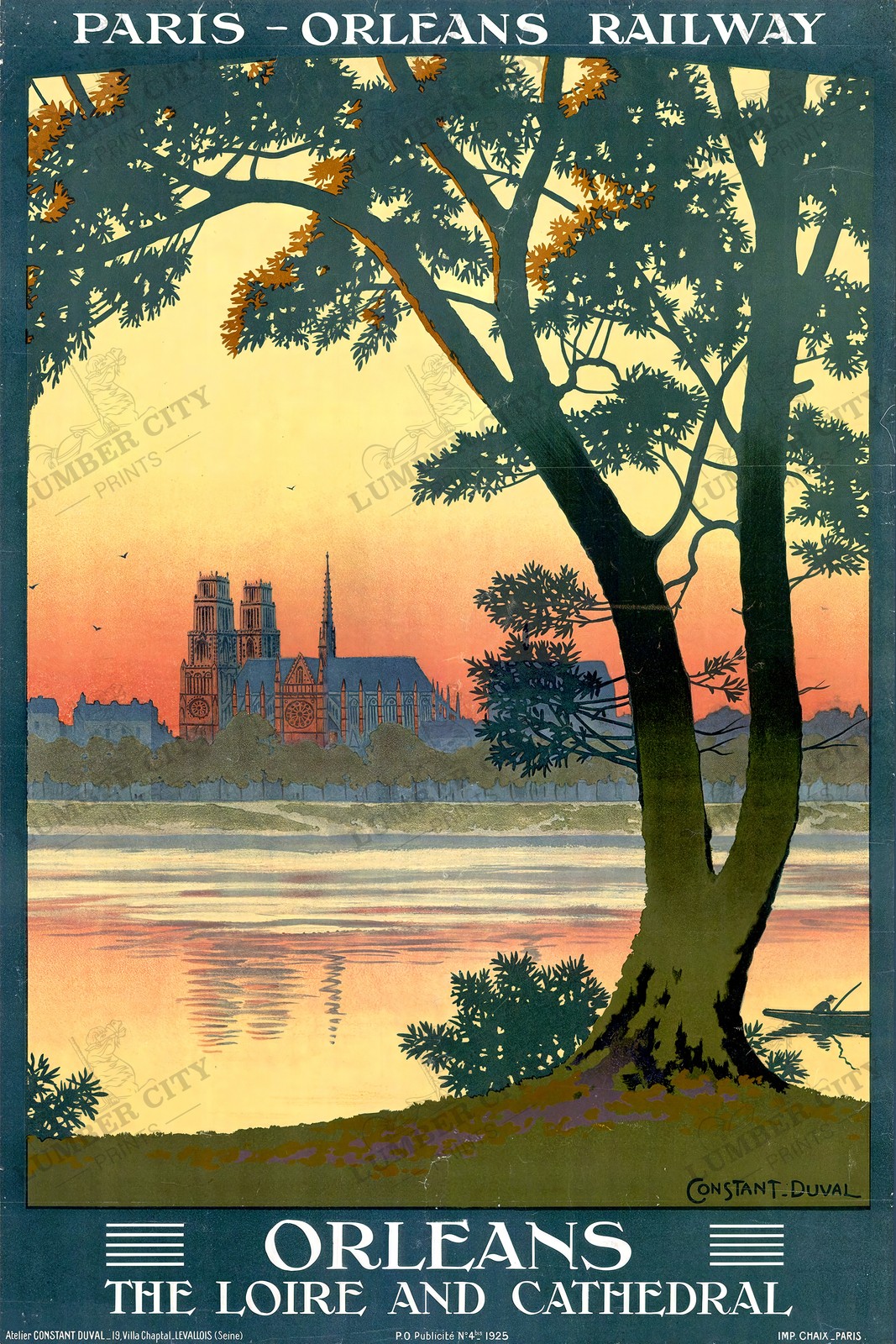 Orleans France Loire Cathedral 1925 Vintage Travel Poster Wall Art Print