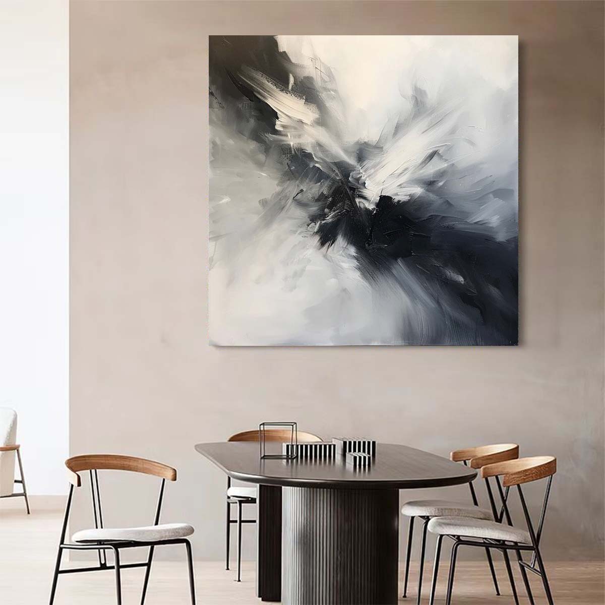 Hand-painted oil Painting on canvas Wall Art Home Decor Gray Black abstract