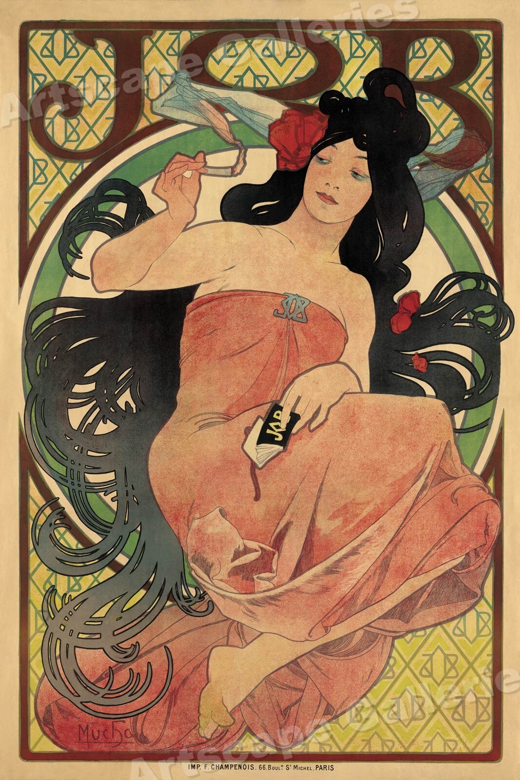1890s Job Rolling Papers Classic Art Nouveau Print Poster Alphonse Mucha – 20×30