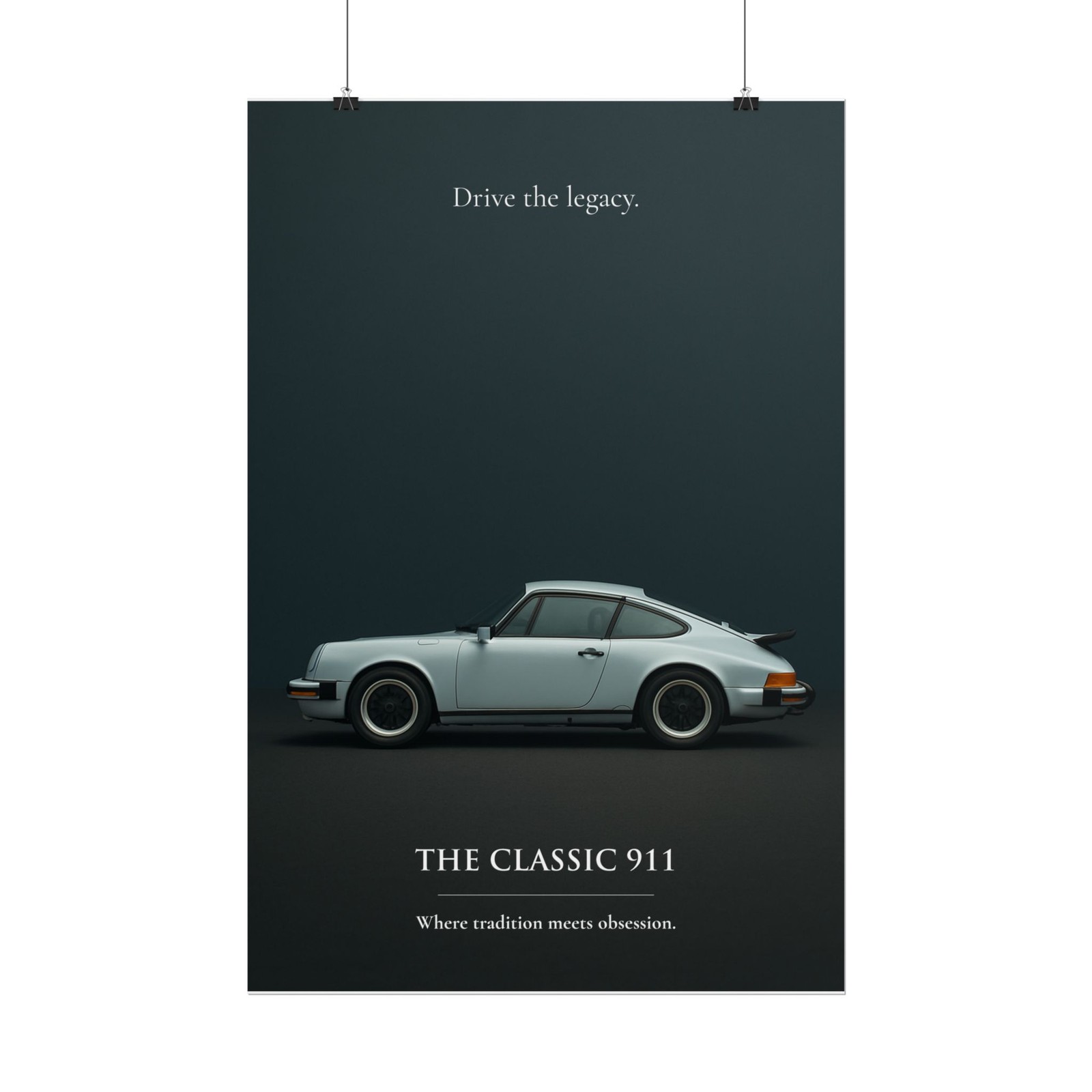 Porsche 911 Poster – Car Poster, Light Blue Classic, Vintage Sports Wall Art