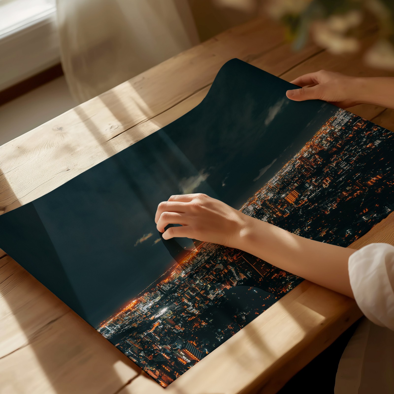 Urban Nightscape City Lights Poster Wall Art Premium Quality