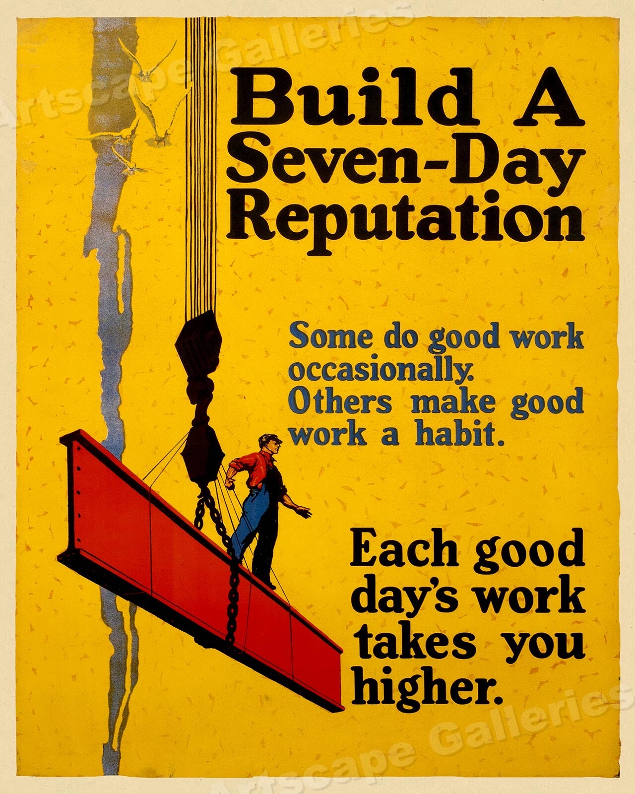 Build A Seven Day Reputation! – 1929 Workplace Motivational Poster – 24×30