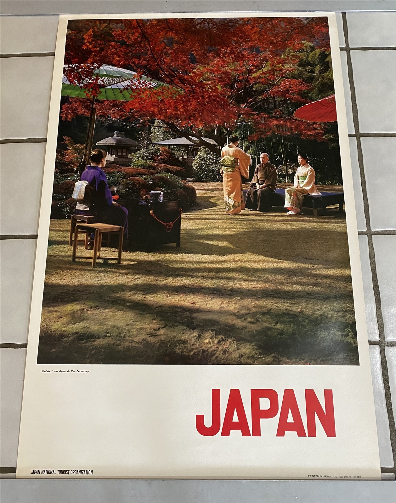 Large Vintage Japan Travel Poster Japanese Nodate Open Air Tea Ceremony