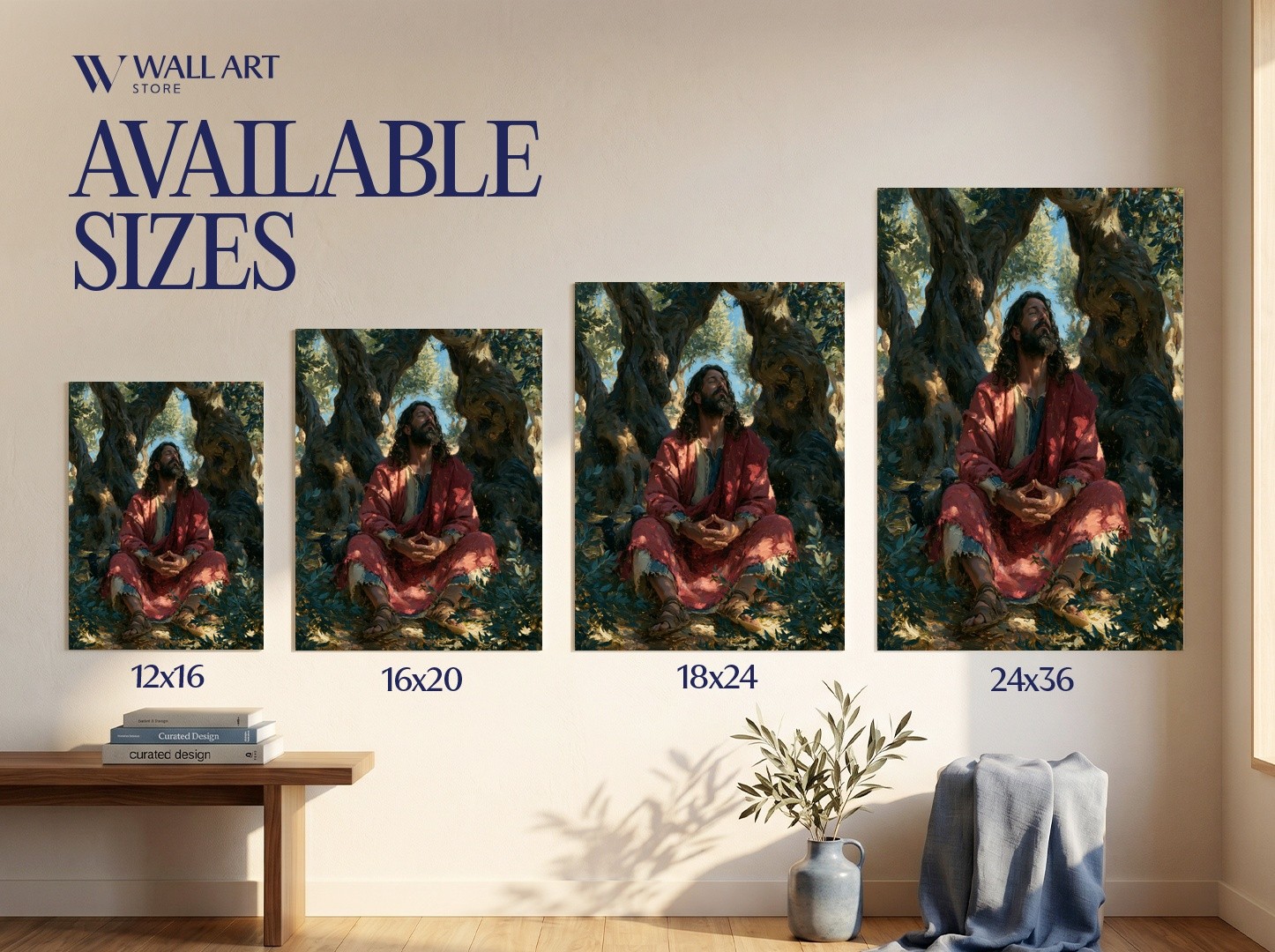 Contemplative Figure Realism Poster | Meditative Wall Art | Living Room Decor