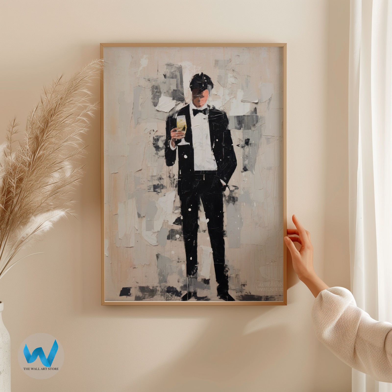 Elegant Abstract Wall Art Poster – Modern Tuxedo Design Fine Art Print