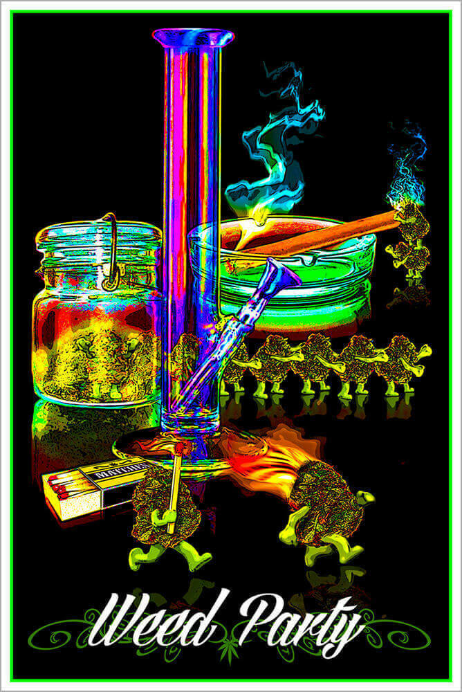Weed Party Non-Flocked Blackight Poster 24″ x 36″