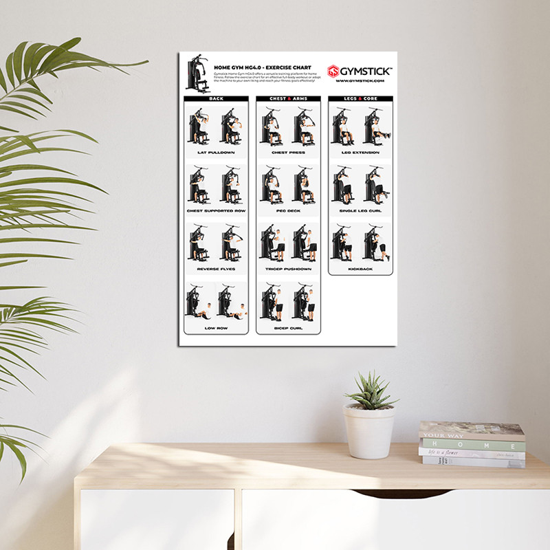 Home GYM HG 4.0 Exercise Chart Cable Machine Workout Poster Wall Art Print Large