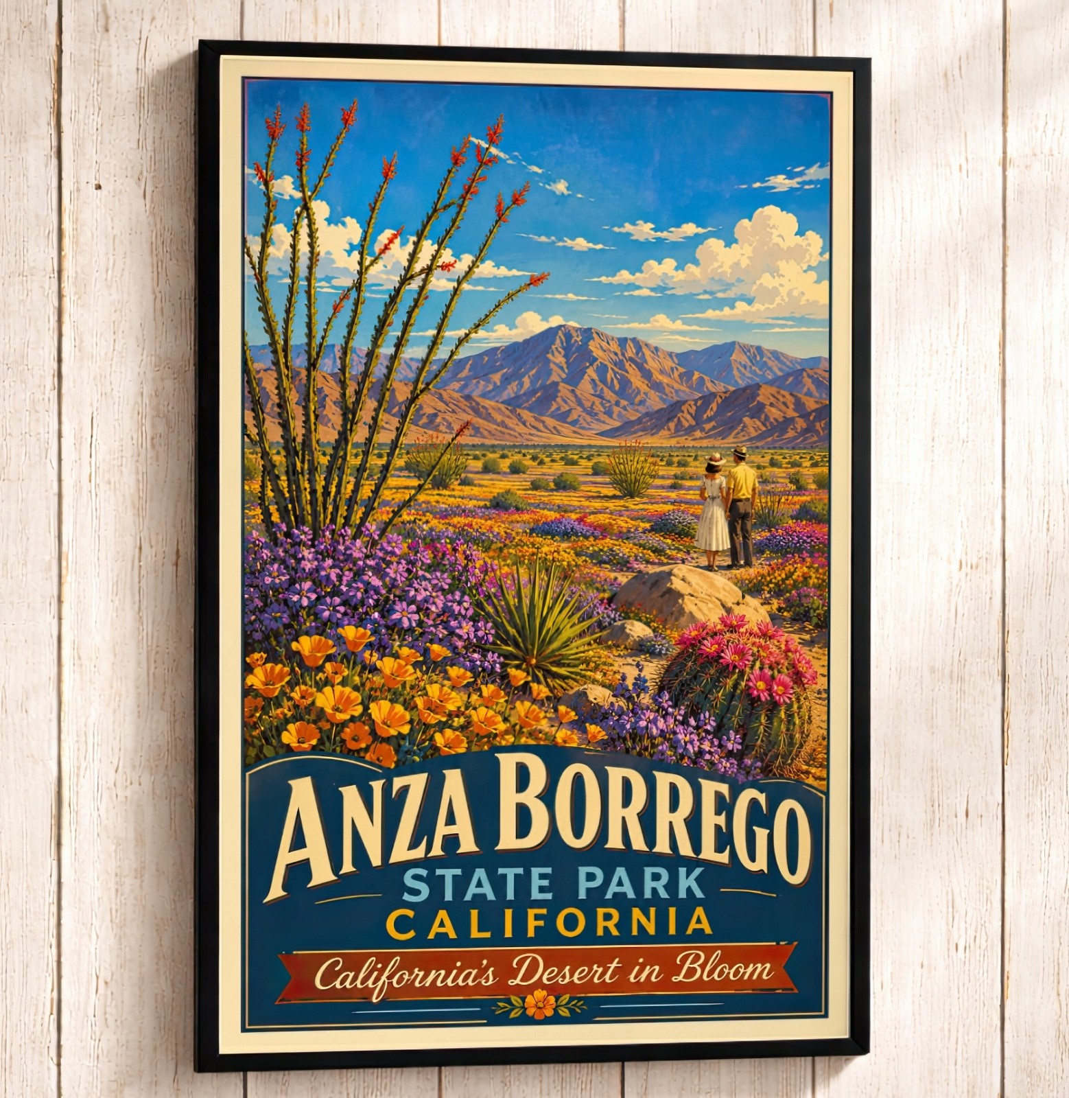 Anza Borrego Desert State Park Poster California Wildflower Bloom Vintage Travel