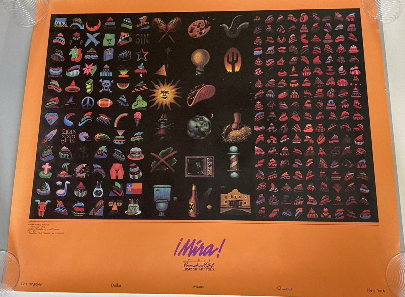 Original 1980″s Mira Canadian Club Hispanic Art Tour Miami Poster 30*25 In