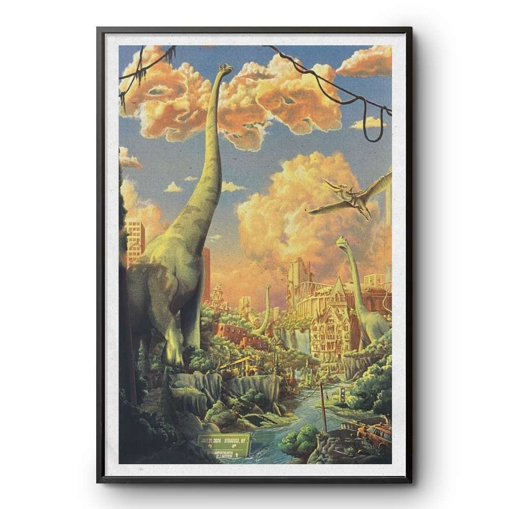 Jurassic Park Syracuse NY Vintage Dinosaur Travel Style Art Poster