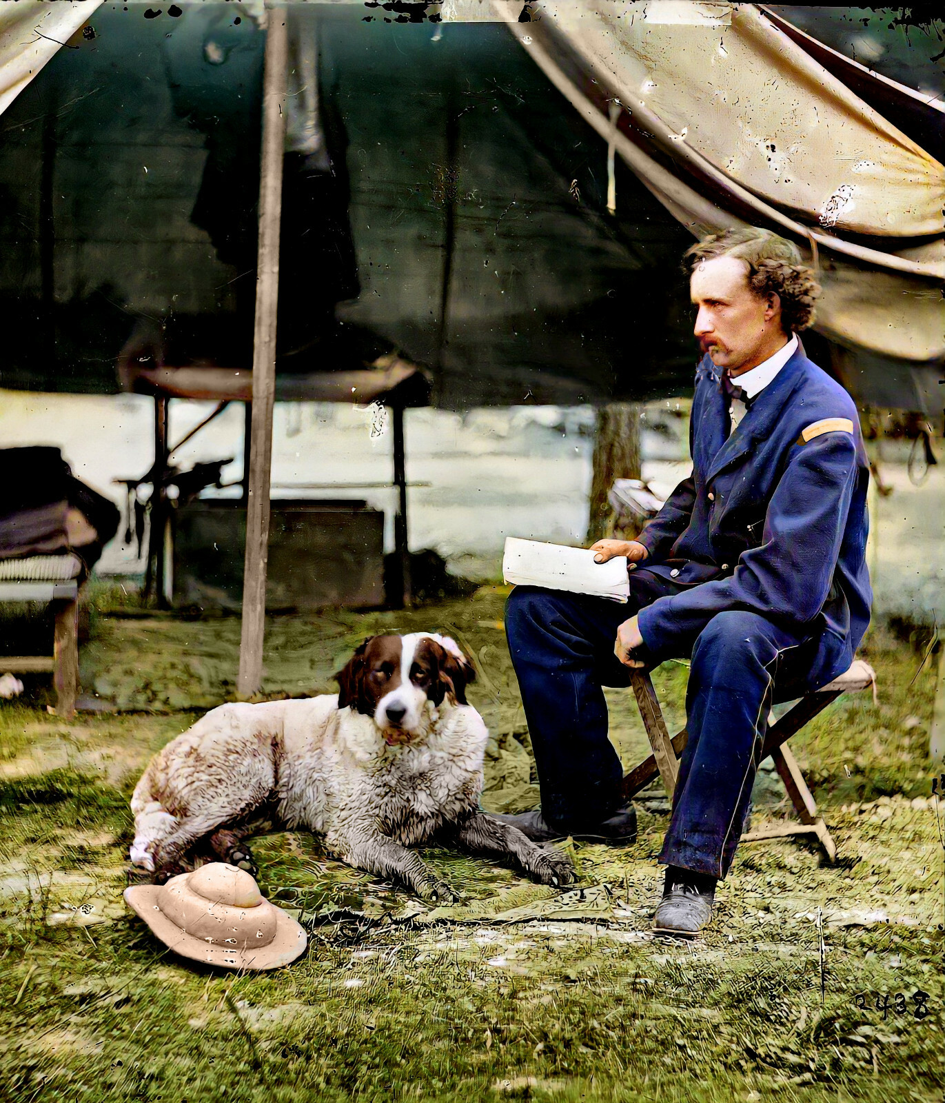 1862 Virginia. Lt. George A. Custer with his dirty dog. 14 x 11″ Photo Print
