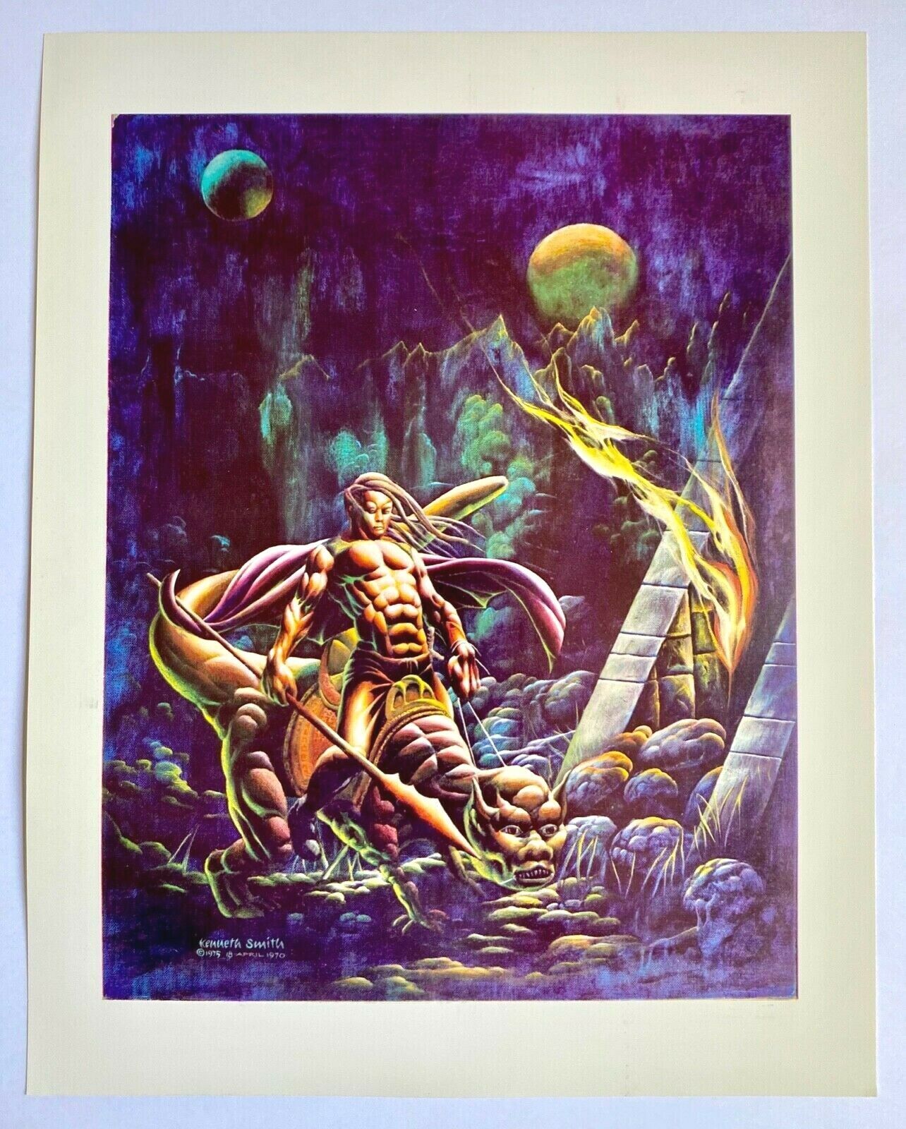 Vintage 1975 Phantasmagoria Art Print Kenneth Smith Science Fiction Alien Planet