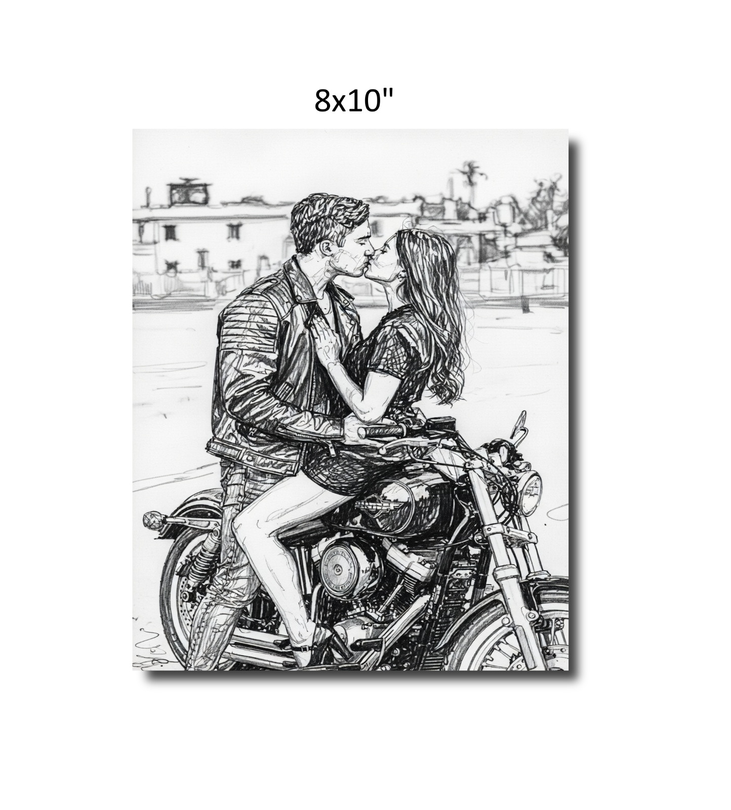 Biker scribble drawing harley man cave decor Art Poster 8×10″ lovers