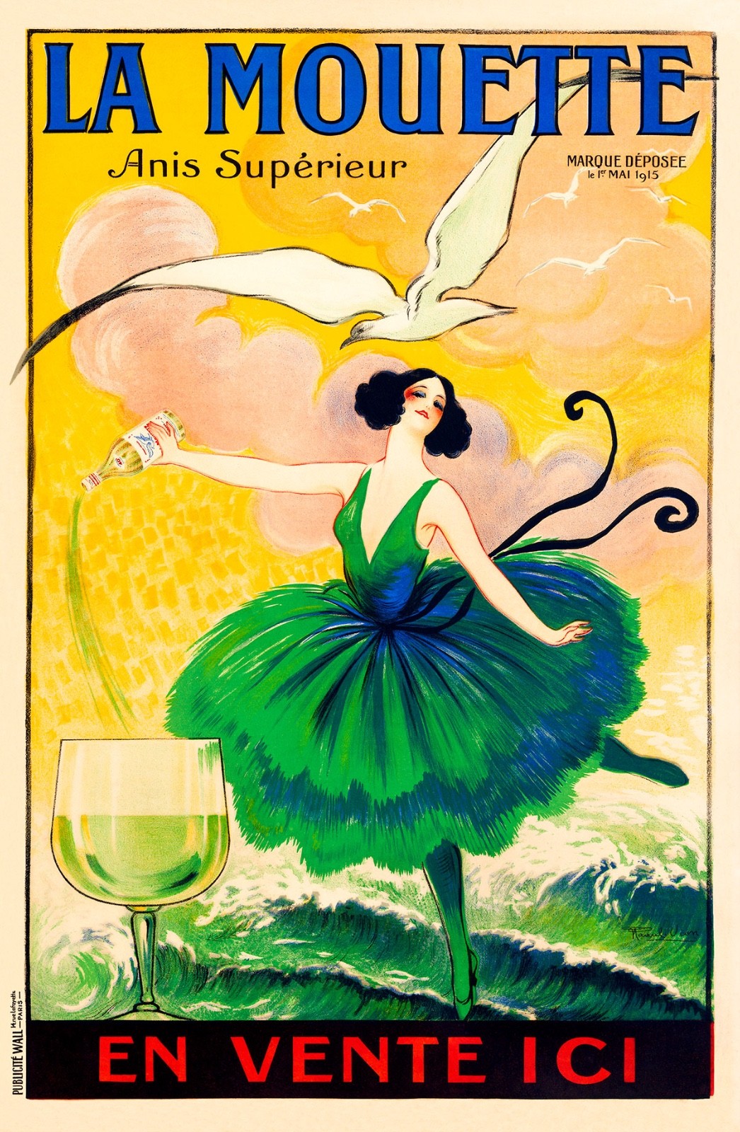 La Mouette Anis Vintage French Poster By Vion High Quality Giclee Print 36×52 in