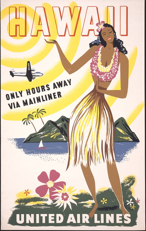 Hawaii Vintage United Airlines Travel Advertisement Art Poster