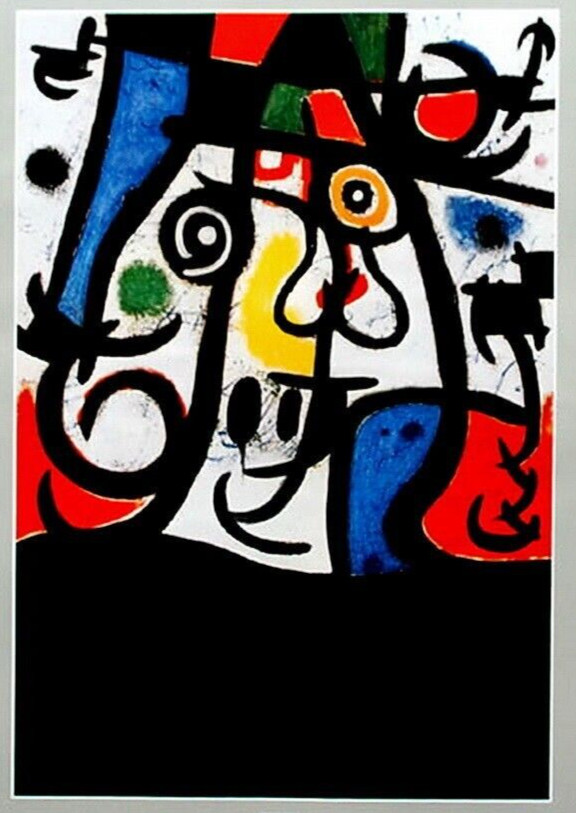 Pair Joan Miro original exhibition poster