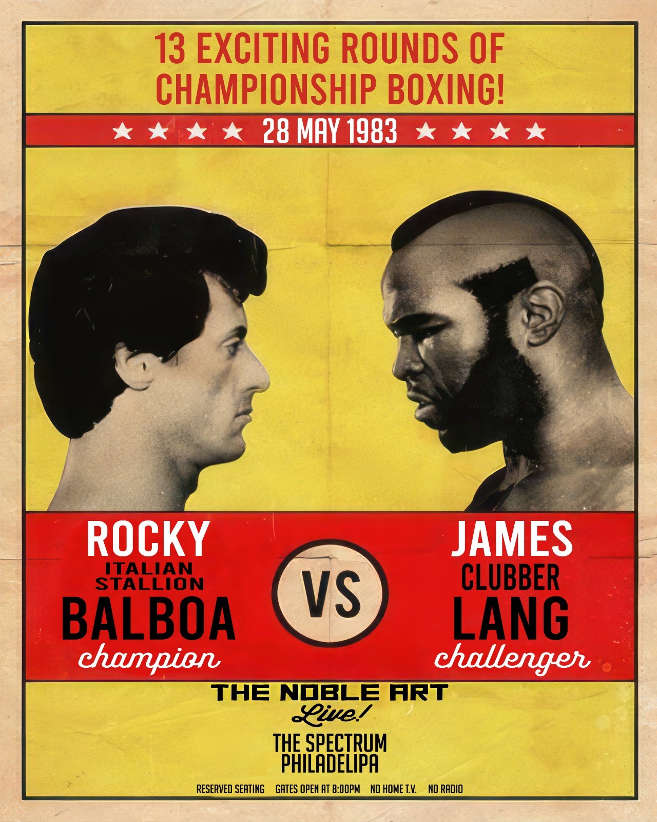 Rocky III Rocky Balboa VS Clubber Lang Fight Poster