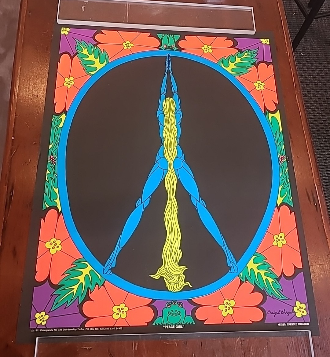 Peace Girl Blacklight Poster Pomegranate Chrysle Creation 1971 Sausalito #723