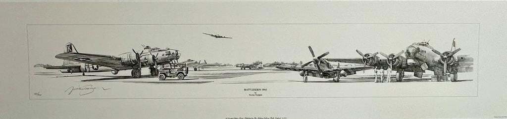 Rattlesden 1945 Nicolas Trudgian 123/500 Signed B-17 Pencil Print COA