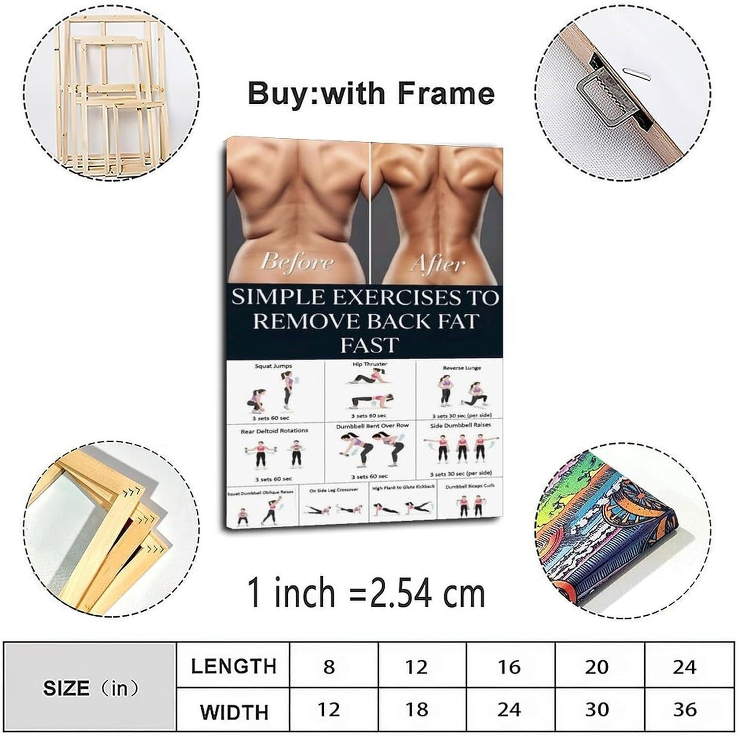 Back Workout Exercise Guide Poster Home Gym Fitness Wall Art
