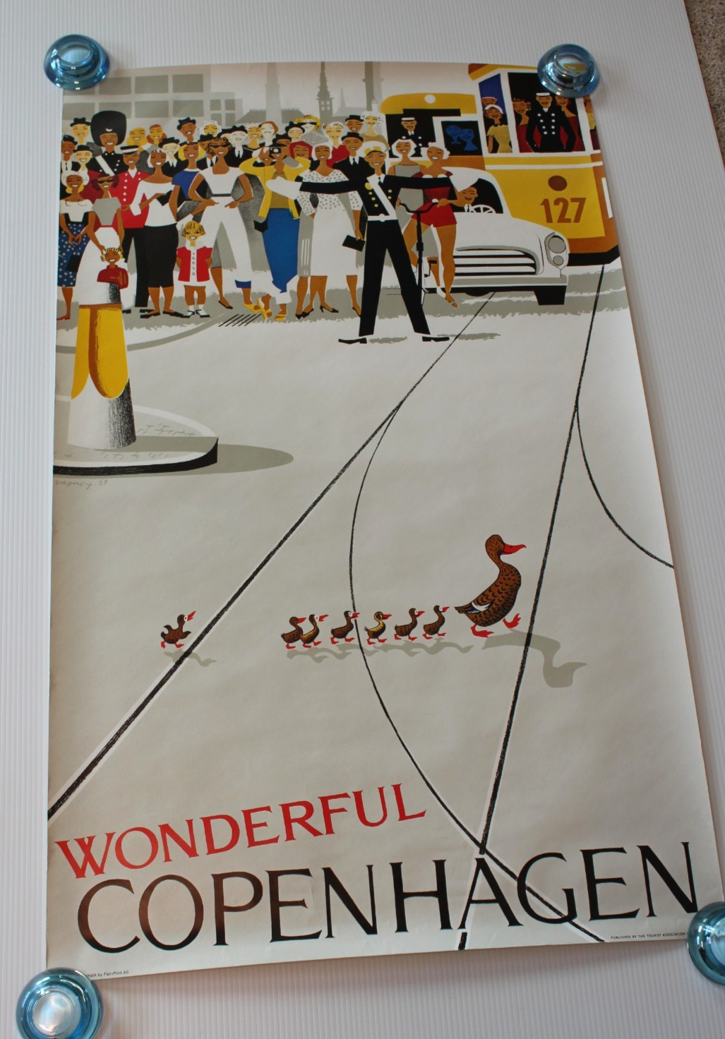Vintage reproduction Wonderful Copenhagen travel poster 1970s Vigo Vagnby