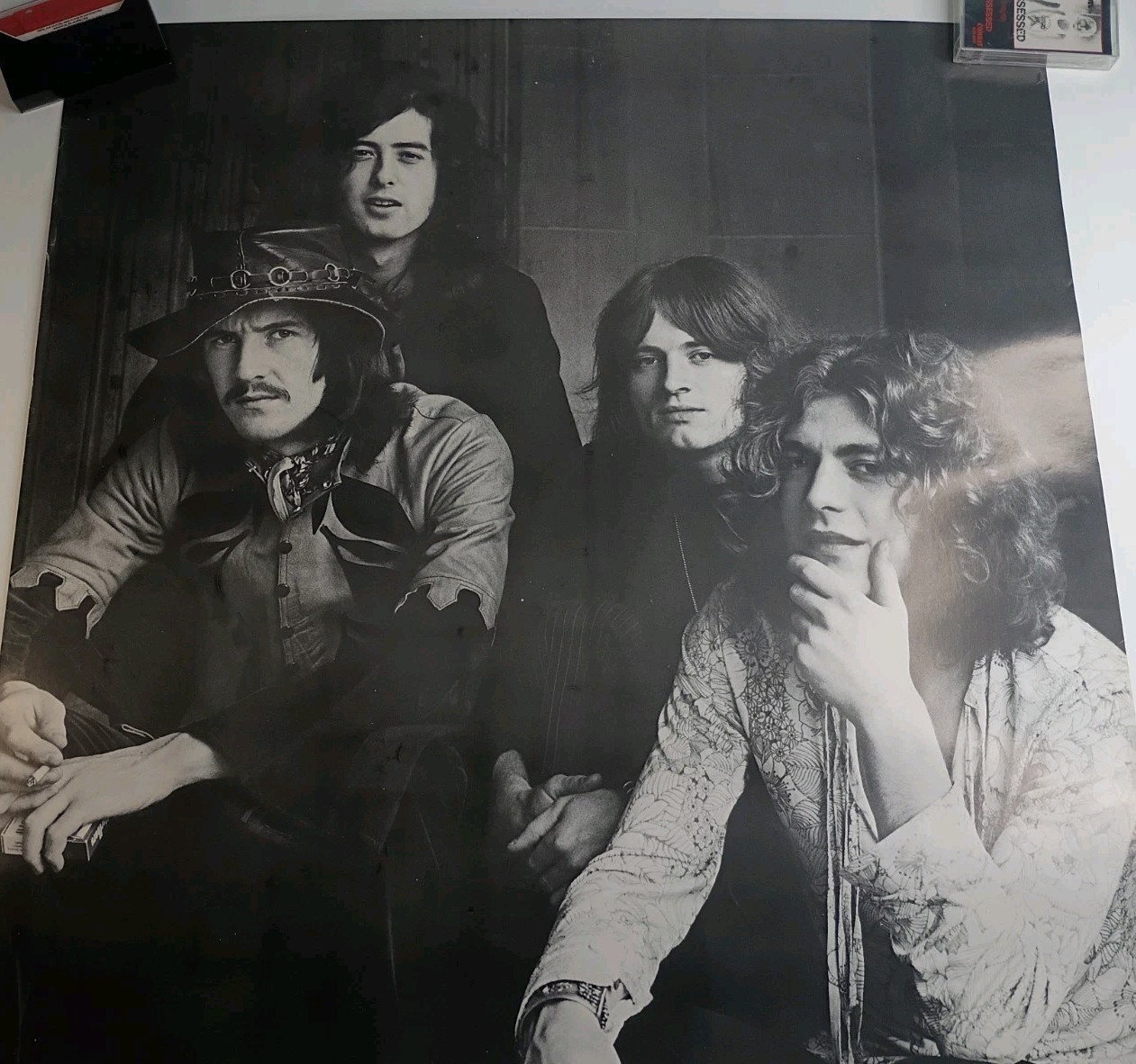 Vintage Led Zeppelin Band Group Black and White Personality Poster 27” X 30” HTF
