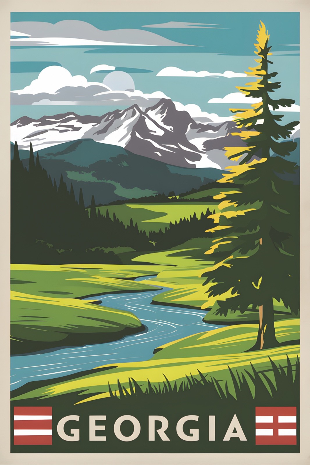 Georgia Vintage Travel Poster Print Retro Wall Art